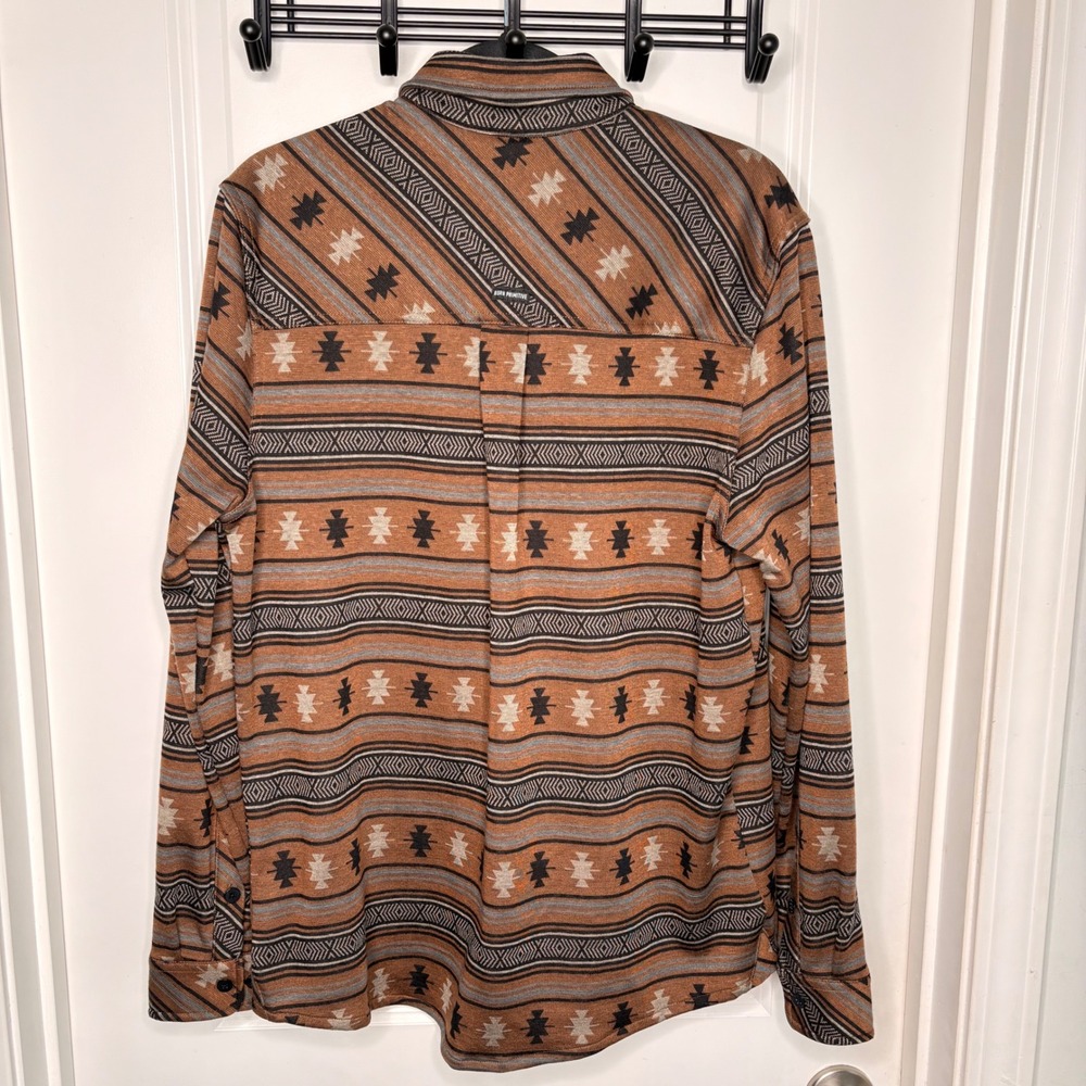 Born Primitive Shirt Mens M Woodsman Stretchy Flannel Brown Southwestern EUC